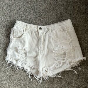 Women’s Medium SHEIN White Ripped Jean Shorts